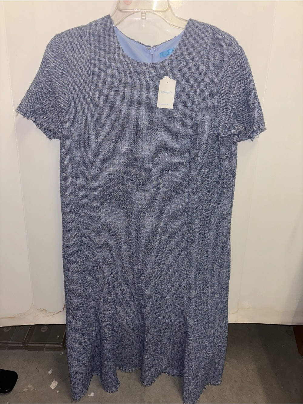 J. McLaughlin Heathered Navy-Blue Short Sleeve Midi Dress